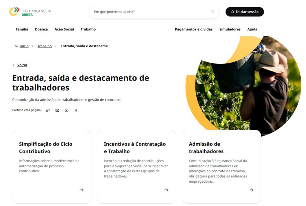 Registo online de trabalhadores de serviço doméstico
