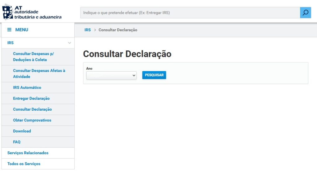 Consultar Declaração IRS